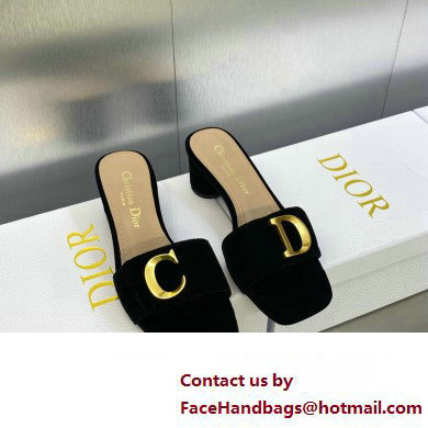 Dior Heel 4.5cm C'est Slides Velvet Black 2023