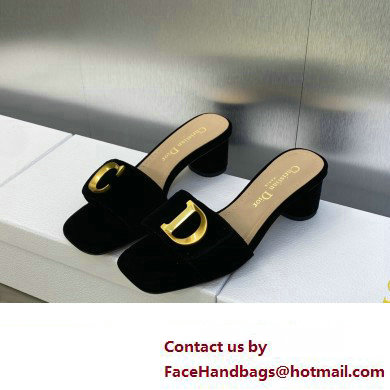 Dior Heel 4.5cm C'est Slides Velvet Black 2023