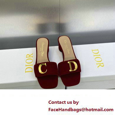 Dior Heel 4.5cm C'est Slides Velvet Burgundy 2023