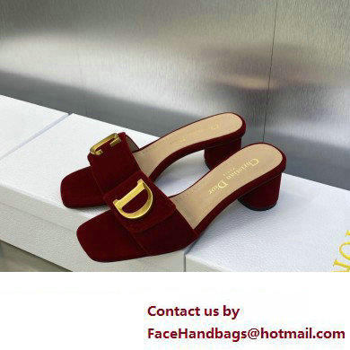 Dior Heel 4.5cm C'est Slides Velvet Burgundy 2023