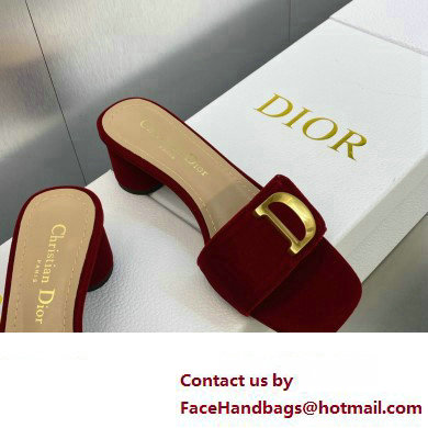 Dior Heel 4.5cm C'est Slides Velvet Burgundy 2023