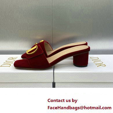 Dior Heel 4.5cm C'est Slides Velvet Burgundy 2023