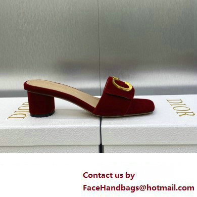 Dior Heel 4.5cm C'est Slides Velvet Burgundy 2023