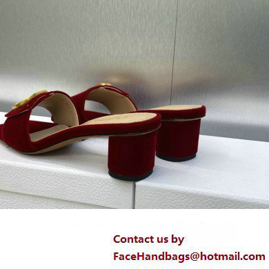 Dior Heel 4.5cm C'est Slides Velvet Burgundy 2023