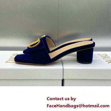 Dior Heel 4.5cm C'est Slides Velvet Dark Blue 2023