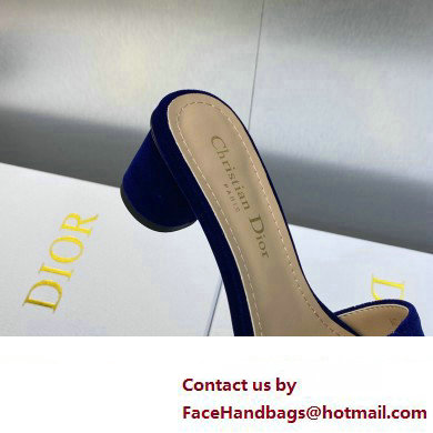 Dior Heel 4.5cm C'est Slides Velvet Dark Blue 2023