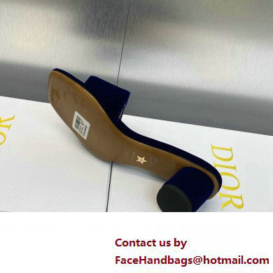 Dior Heel 4.5cm C'est Slides Velvet Dark Blue 2023