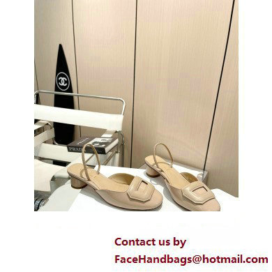 Dior Heel 4.5cm Day Slingback Pumps in Patent Calfskin Beige 2023