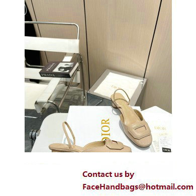 Dior Heel 4.5cm Day Slingback Pumps in Patent Calfskin Beige 2023