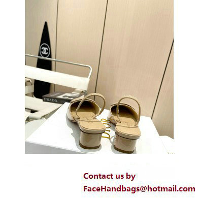 Dior Heel 4.5cm Day Slingback Pumps in Patent Calfskin Beige 2023