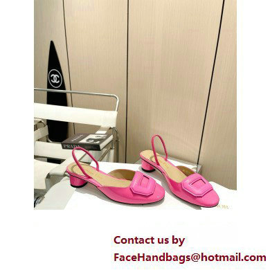 Dior Heel 4.5cm Day Slingback Pumps in Patent Calfskin Fuchsia 2023