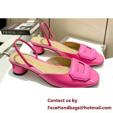 Dior Heel 4.5cm Day Slingback Pumps in Patent Calfskin Fuchsia 2023