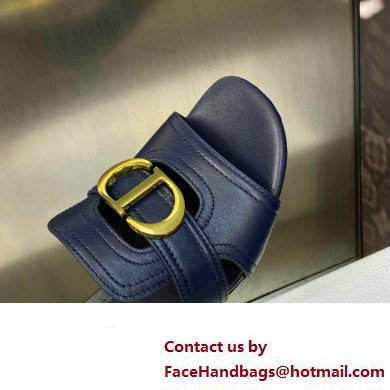 Dior Heel 4.5cm Or 30 Montaigne Slides in Calfskin Dark Blue 2023