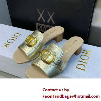 Dior Heel 4.5cm Or 30 Montaigne Slides in Calfskin Metallic Gold 2023