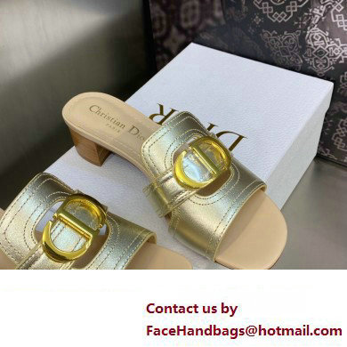 Dior Heel 4.5cm Or 30 Montaigne Slides in Calfskin Metallic Gold 2023