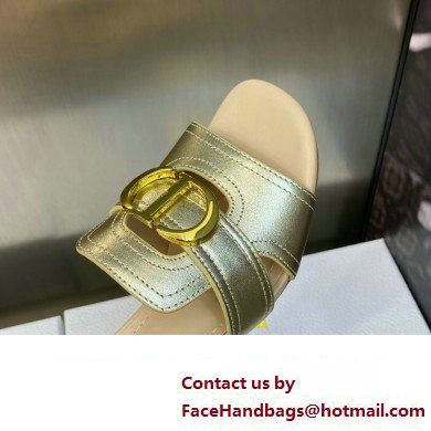 Dior Heel 4.5cm Or 30 Montaigne Slides in Calfskin Metallic Gold 2023