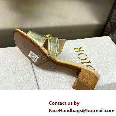 Dior Heel 4.5cm Or 30 Montaigne Slides in Calfskin Metallic Gold 2023