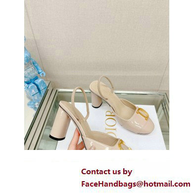 Dior Heel 8cm C'est Slingback Pumps in Patent Calfskin Beige 2023 - Click Image to Close