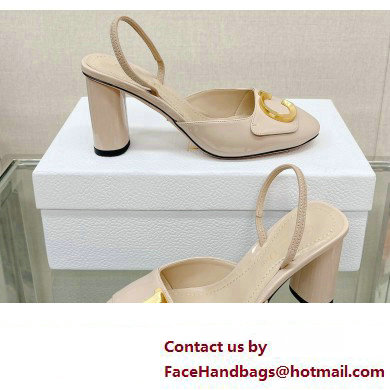 Dior Heel 8cm C'est Slingback Pumps in Patent Calfskin Beige 2023