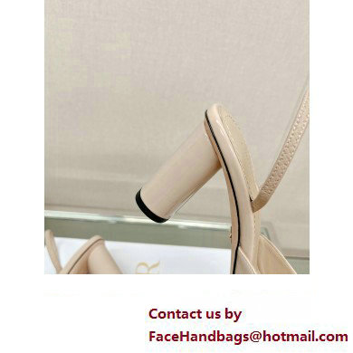 Dior Heel 8cm C'est Slingback Pumps in Patent Calfskin Beige 2023