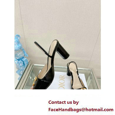 Dior Heel 8cm C'est Slingback Pumps in Patent Calfskin Black 2023