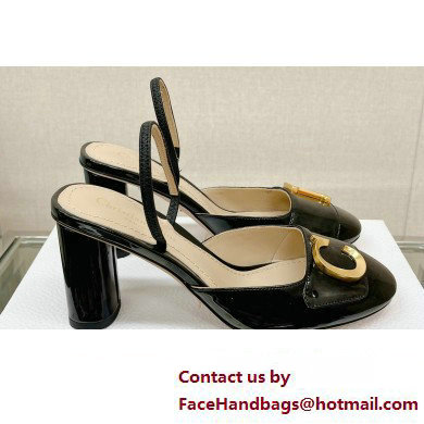 Dior Heel 8cm C'est Slingback Pumps in Patent Calfskin Black 2023