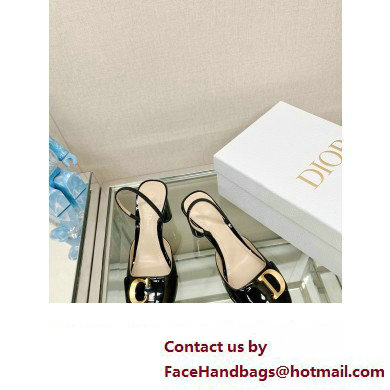 Dior Heel 8cm C'est Slingback Pumps in Patent Calfskin Black 2023