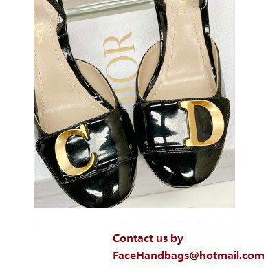 Dior Heel 8cm C'est Slingback Pumps in Patent Calfskin Black 2023