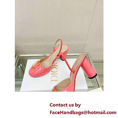 Dior Heel 8cm C'est Slingback Pumps in Patent Calfskin Pink 2023