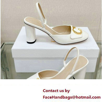 Dior Heel 8cm C'est Slingback Pumps in Patent Calfskin White 2023