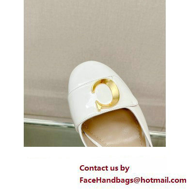 Dior Heel 8cm C'est Slingback Pumps in Patent Calfskin White 2023