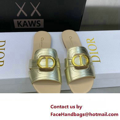 Dior Or 30 Montaigne Flat Slides in Calfskin Metallic Gold 2023