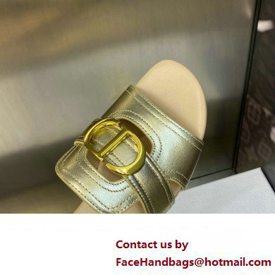 Dior Or 30 Montaigne Flat Slides in Calfskin Metallic Gold 2023