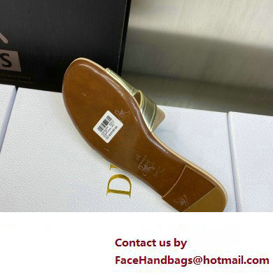 Dior Or 30 Montaigne Flat Slides in Calfskin Metallic Gold 2023