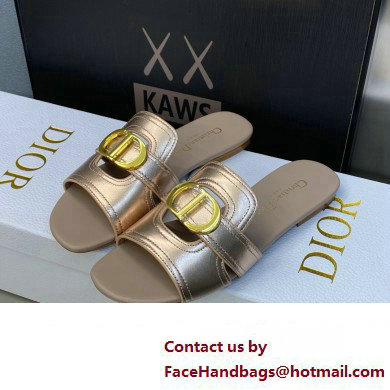 Dior Or 30 Montaigne Flat Slides in Calfskin Metallic Pink Gold 2023