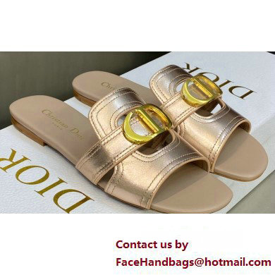 Dior Or 30 Montaigne Flat Slides in Calfskin Metallic Pink Gold 2023