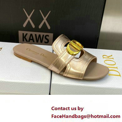 Dior Or 30 Montaigne Flat Slides in Calfskin Metallic Pink Gold 2023