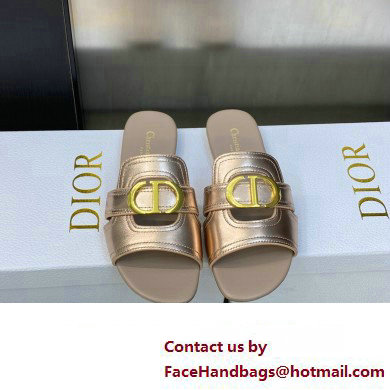 Dior Or 30 Montaigne Flat Slides in Calfskin Metallic Pink Gold 2023