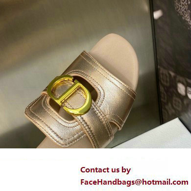 Dior Or 30 Montaigne Flat Slides in Calfskin Metallic Pink Gold 2023