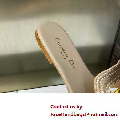 Dior Or 30 Montaigne Flat Slides in Calfskin Metallic Pink Gold 2023