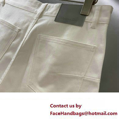 Dior men's White Cotton-Blend Twill CD Diamond SHORTS 2023