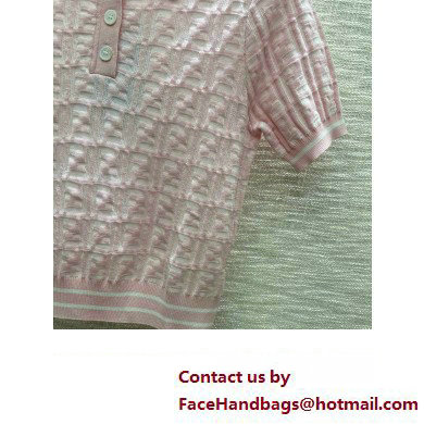 FENDI EMBOSSED KNIT POLO PINK 2023