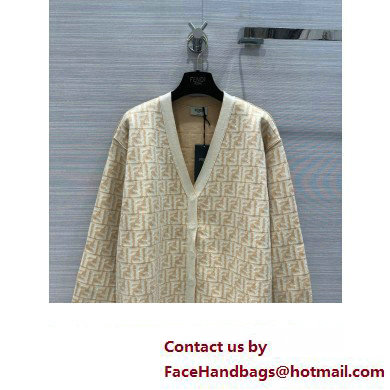 FENDI FF WOOL CARDIGAN BEIGE 2023