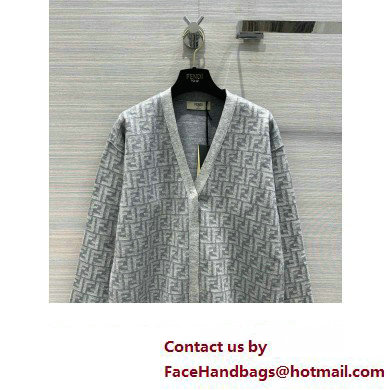 FENDI FF WOOL CARDIGAN GRAY 2023