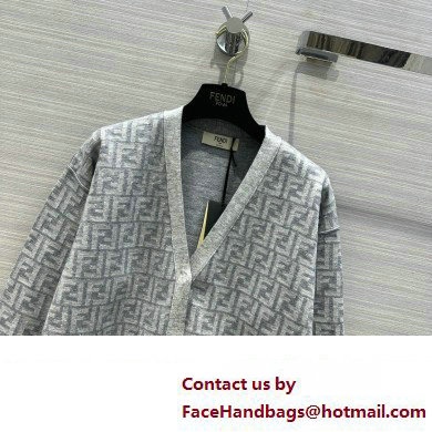 FENDI FF WOOL CARDIGAN GRAY 2023