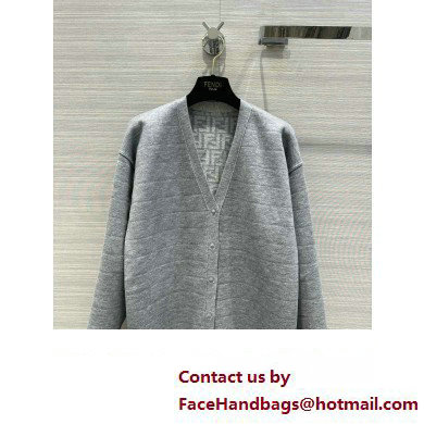 FENDI FF WOOL CARDIGAN GRAY 2023