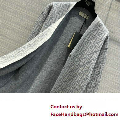 FENDI FF WOOL CARDIGAN GRAY 2023