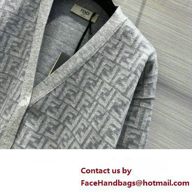 FENDI FF WOOL CARDIGAN GRAY 2023