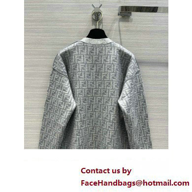 FENDI FF WOOL CARDIGAN GRAY 2023