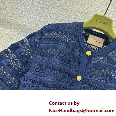 GUCCI Cotton lace cardigan BLUE 743288 2023